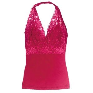 Pink Halter Top With Lace